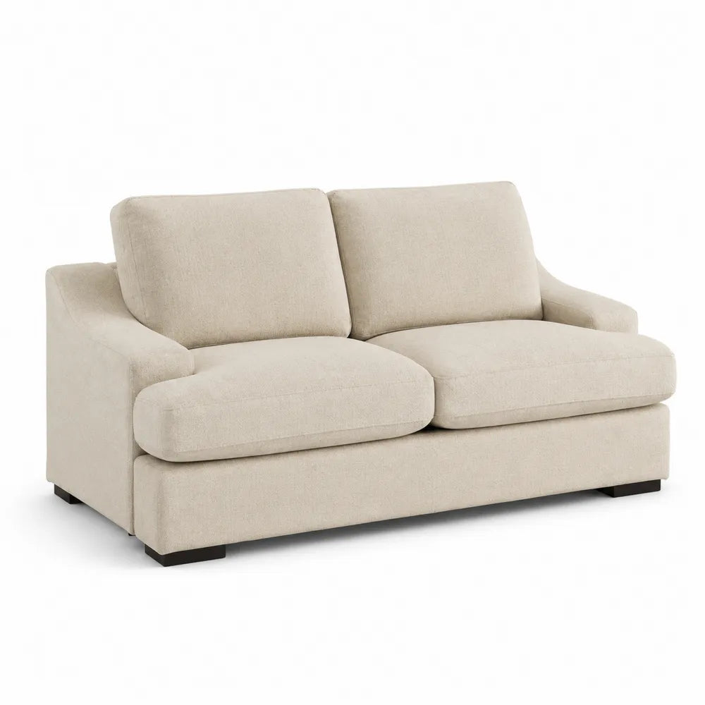 Canapé 2 Places Tissu Polyester Beige