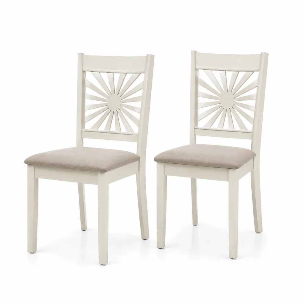 Lot de 2 chaises en bois avec assise en polyester blanc et beige