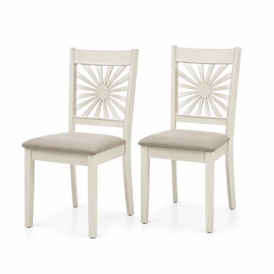 Lot de 2 chaises en bois avec assise en polyester blanc et beige
