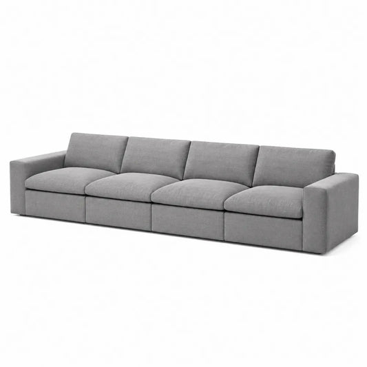 Canapé modulable 4 places en tissu gris