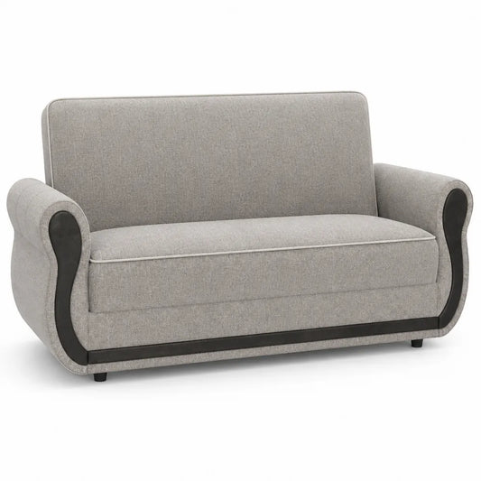 Canapé deux places en tissu et simili cuir gris