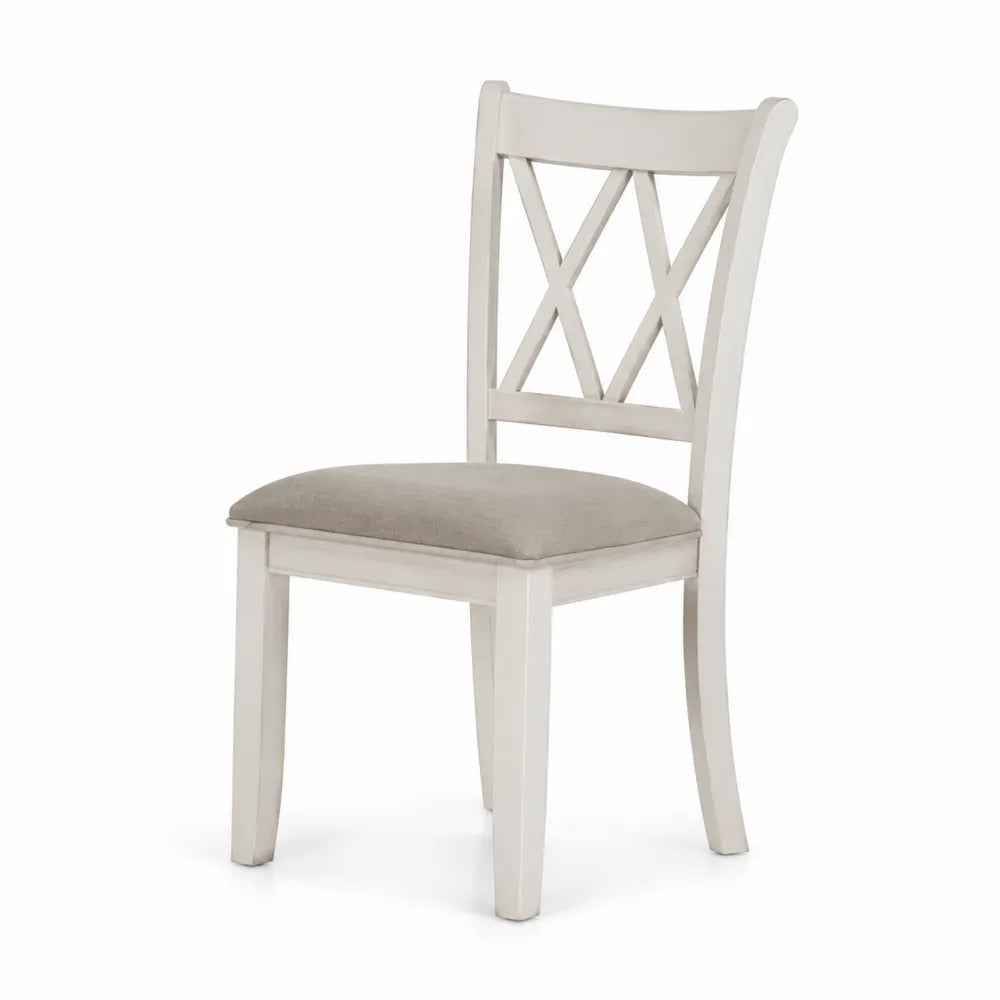Chaise en bois blanc avec assise en polyester gris
