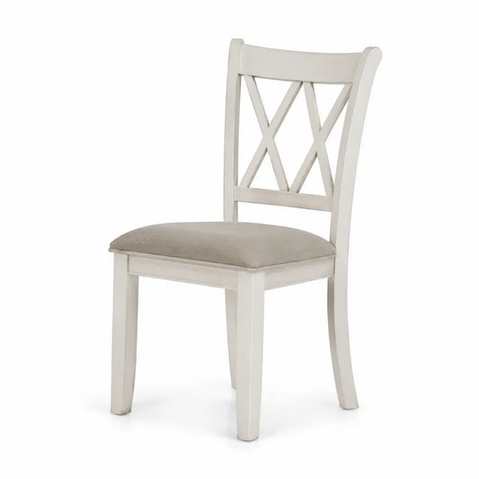 Chaise en bois blanc avec assise en polyester gris